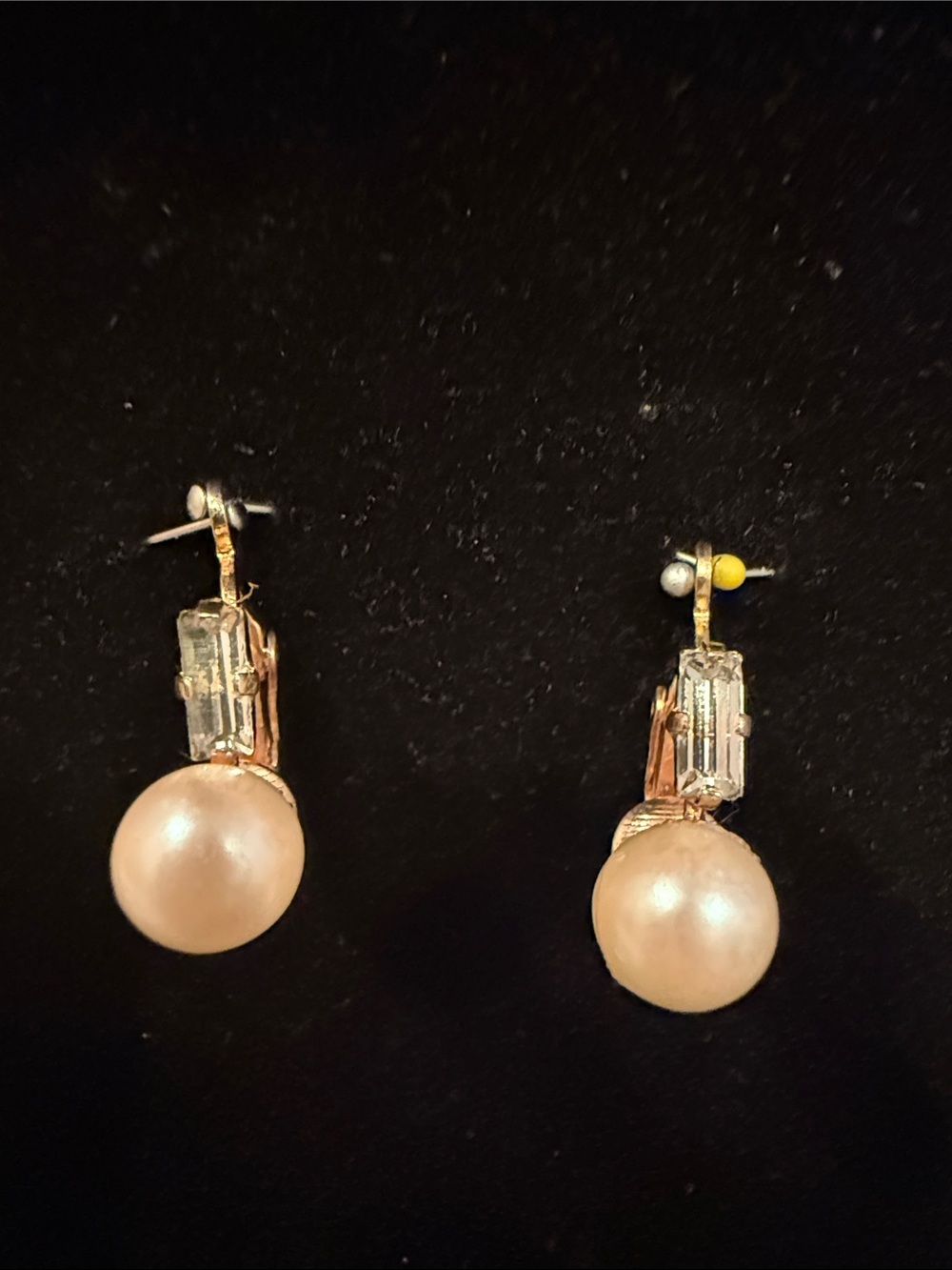 Vintage Classic Pearl Drop Clip-On Earrings with Clear Crystal Accent